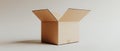 Open Cardboard Box: Clean, Minimalist Still Life on Neutral Background, Soft Shadow Royalty Free Stock Photo