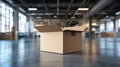 Open Cardboard Box On Concrete Floor In Modern Industrial Space Royalty Free Stock Photo