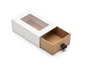 Open cardboard box with drawer Royalty Free Stock Photo
