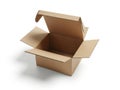 Open cardboard box with flaps extended against white background Royalty Free Stock Photo