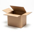 An Open Cardboard Box with Flaps Extended on a White Background open box shipping box Royalty Free Stock Photo