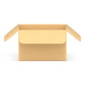 Open cardboard box front view 3d icon realistic vector illustration. Isometric container package Royalty Free Stock Photo