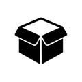 Open Cardboard Box Illustration for Delivery, Packaging, or Storage Concepts in Black and White Royalty Free Stock Photo