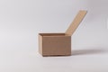 Open cardboard box isolated on white background Mockup for design Royalty Free Stock Photo