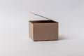 Open cardboard box isolated on white background Mockup for design Royalty Free Stock Photo