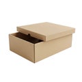 Open cardboard box with lid on white background Royalty Free Stock Photo