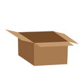 Open cardboard box for mail or for moving, isolated object on white background, vector illustration Royalty Free Stock Photo