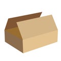 Open cardboard box for mail or for moving, isolated object on white background, vector illustration Royalty Free Stock Photo