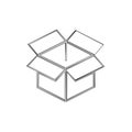 Open Cardboard Box Outline Simple Illustration Empty Package Container Design Concept Royalty Free Stock Photo