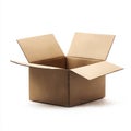 Open cardboard box package container on white background Royalty Free Stock Photo