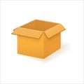 Open cardboard box realistic on a white background with a falling shadow. Illustration vector Royalty Free Stock Photo