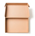 Open cardboard box top view isolated with no shadows clipping path included Royalty Free Stock Photo