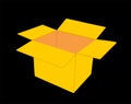 Open cardboard box vector illustration isolated on black background