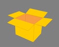 Open cardboard box vector illustration isolated on black background. Royalty Free Stock Photo