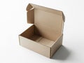 Open cardboard box on white background, empty and ready for packing Royalty Free Stock Photo