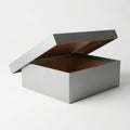 Open cardboard box on white surface Royalty Free Stock Photo