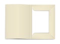 Open cardboard file folder with white blank paper sheets inside, realistic vector mockup Royalty Free Stock Photo