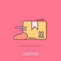 Open cardboard icon in comic style. Shipping box cartoon vector illustration on isolated background. Container sign business Royalty Free Stock Photo