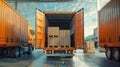 The open cargo truck.AI generated image Royalty Free Stock Photo