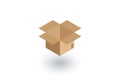 Open carton box isometric flat icon. 3d vector