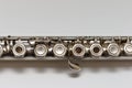 Open case with a flute lying in it close-up Royalty Free Stock Photo
