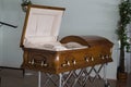 Open Casket in Abandoned Funeral Home Royalty Free Stock Photo