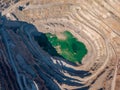 Open cast limestone quarry, aerial view. Mining industry