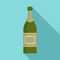 Open champagne bottle icon, flat style