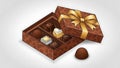 Open chocolate box with assorted sweets Royalty Free Stock Photo