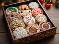 Open Christmas Cookie Box for Gifting Royalty Free Stock Photo