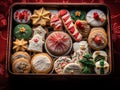 Open Christmas Cookie Box for Gifting Royalty Free Stock Photo