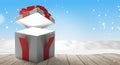 Open christmas gift surprise box 3d-illustration background