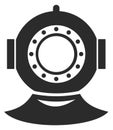 Open circuit helmet icon. Underwater diving equipment