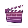 Open clapperboard used in cinema when shooting a film. Cinematograph clapper board. Symbol of the film industry. Cartoon vector