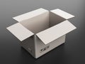 Open clear white cardboard delivery box 3d render on darck background