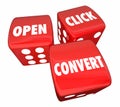Open Click Convert Dice Words Marketing Advertising 3d Illustration