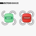 Open and close lock buttons and icons. Security symbol for your web site design, logo, app, UI.