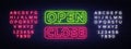 Open Close Neon Text Vector. Open Close neon signboard, design template, modern trend design, night neon signboard