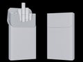 Open and close pack of cigarettes on a black background. 3D illustration. Royalty Free Stock Photo