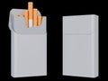 Open and close pack of cigarettes isolated on a black background. 3D illustration. Royalty Free Stock Photo