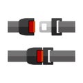 Open and Close Seatbelt Set. Flat Style Vector Royalty Free Stock Photo