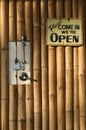 Open closed bamboo door background Royalty Free Stock Photo