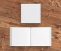 Open and closed blank square book Royalty Free Stock Photo