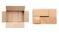 Open and closed box made of brown corrugated cardboard Royalty Free Stock Photo