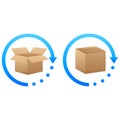 Open and closed cardboard box template. round-the-clock delivery. Royalty Free Stock Photo
