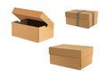 Open and closed cardboard boxes