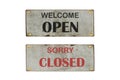 Open and Closed door Sign. Print with color symbol for store, shop, cafe, hotel, office.