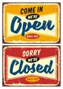 Open and closed door signs set Royalty Free Stock Photo