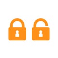 Open and closed lock with human silhouette keyhole vector icon. Self isolation at home, under lock, quarantined person