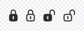 Open and closed locks icons. Padlocks icons. Security symbol icons. Vector scalable graphics